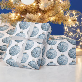 Papel De Regalo Navidades blancos azules adornos de copos de nieve
