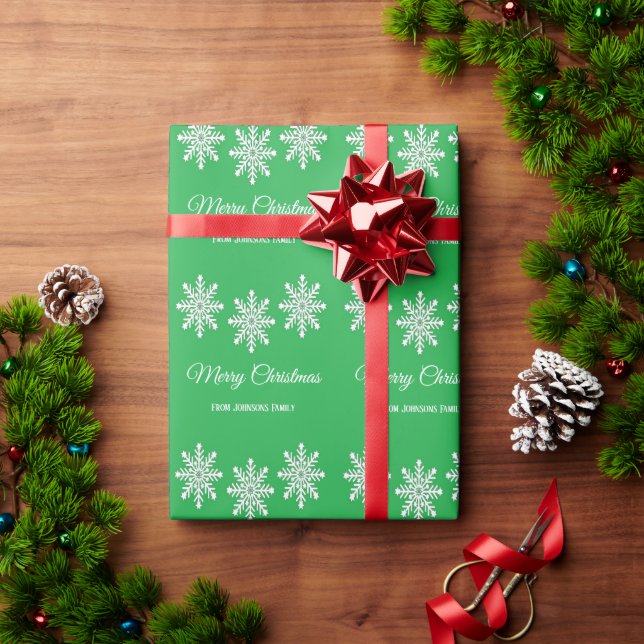 Papel De Regalo Navidades blancos copos de nieve Feliz Navidad ver (Regalo de vacaciones)