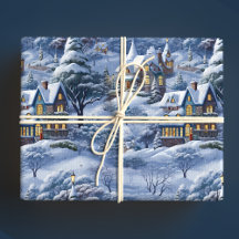 Navidades blancos de la aldea de invierno moderna