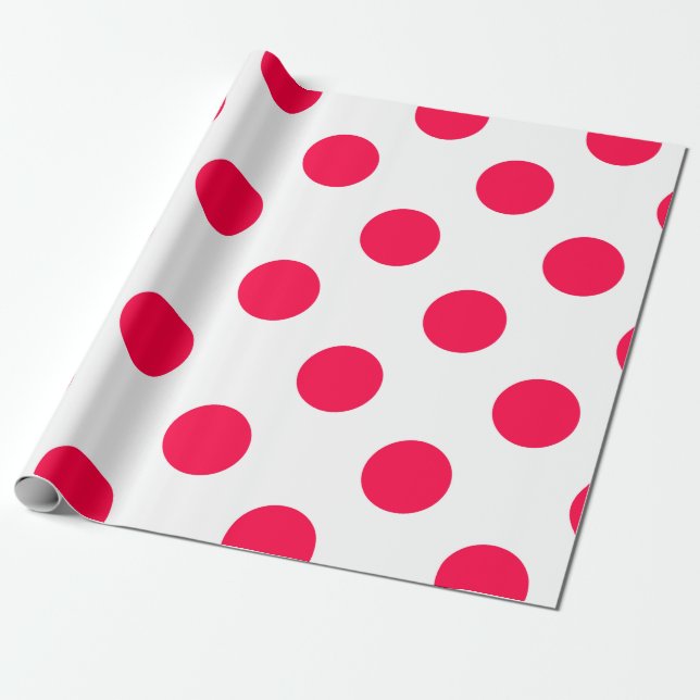 Papel De Regalo Navidades blancos de puntos de polka roja moda (Desenrollado)