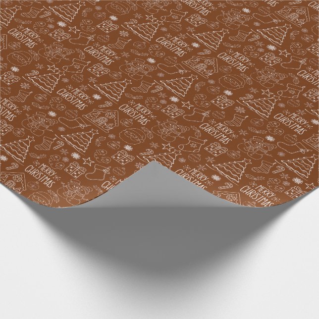 Papel De Regalo Navidades blancos hacen alusión a marrón oscuro (Esquina)