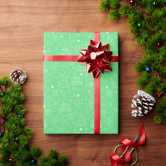 Papel De Regalo Navidades blancos hacen alusión al verde (Regalo de vacaciones)