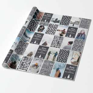 Papel De Regalo Navidades blancos negros personalizan foto de cole