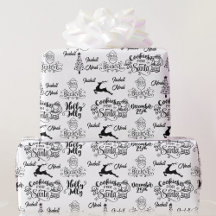 Navidades blancos negros Santa Personaliza los nom