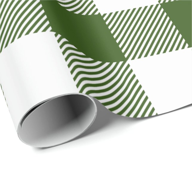 Papel De Regalo Navidades blancos retro verde Año Nuevo Tartán Pla (Esquina del rollo)