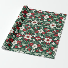 Papel De Regalo Navidades blancos rojos de Art Nouveau