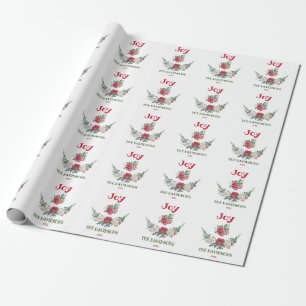 Papel De Regalo Navidades blancos rojos Floral Joy Holidays Monogr