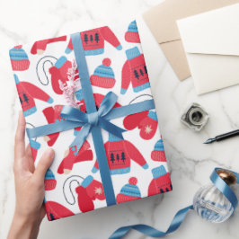Papel De Regalo Navidades blancos rojos suéter de invierno