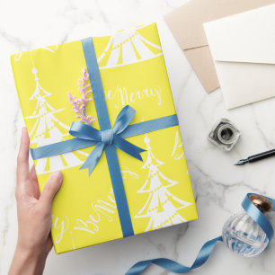 Papel De Regalo Navidades blancos y amarillos contemporáneos