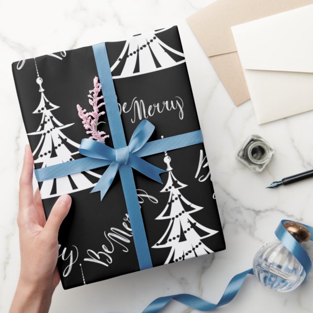 Papel De Regalo Navidades blancos y negros contemporáneos (Subido por el creador)
