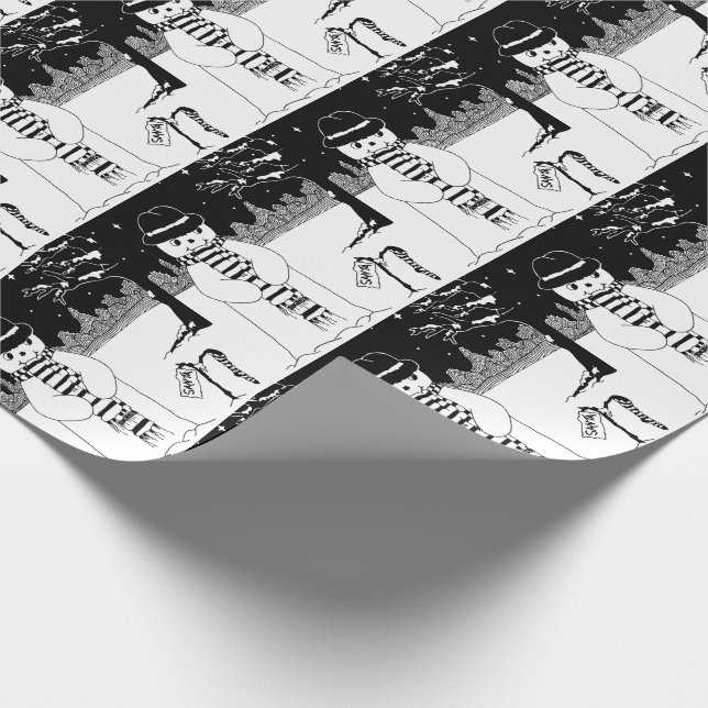 Papel De Regalo navidades blancos y negros únicos adorables de nie (Esquina)