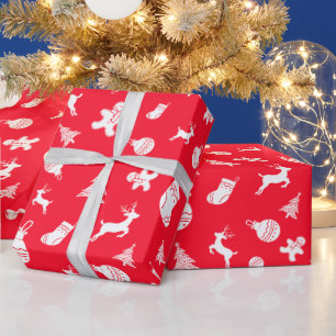Papel De Regalo Navidades Blancos Y Rojos Simples