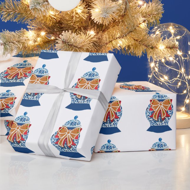 Papel De Regalo Navidades Blue Ginger Jar (Vacaciones)