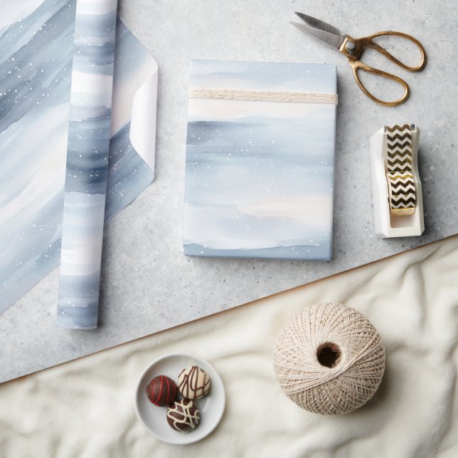 Papel De Regalo Navidades Blue White Snowflakes (Artesanía)