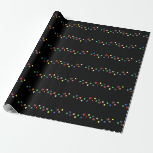 Papel De Regalo Navidades bonitos iluminan el fondo negro (Desenrollado)