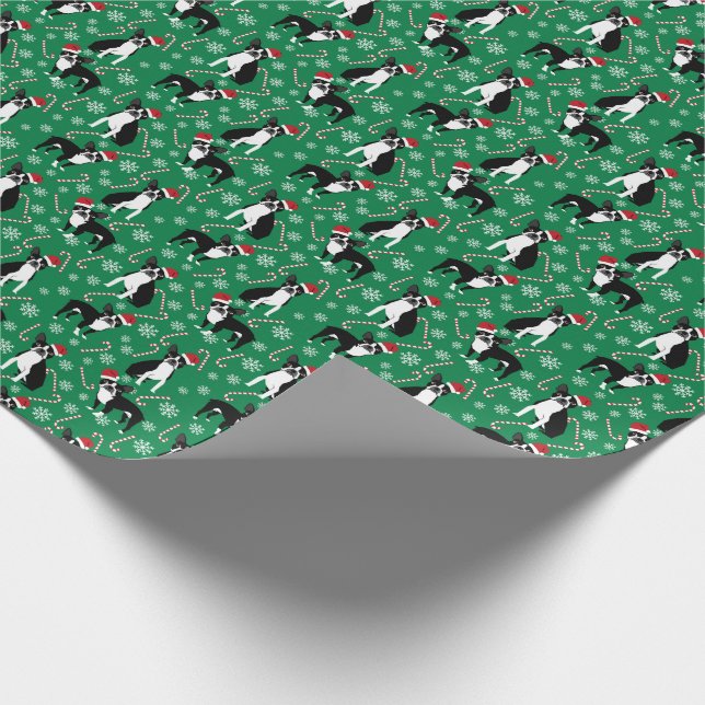 Papel De Regalo Navidades Boston Terrier Candy Cane (Esquina)