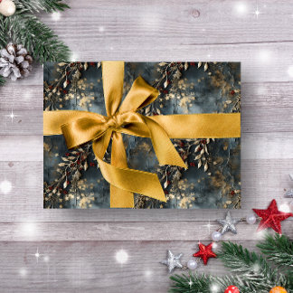 Papel De Regalo Navidades botánicos de invierno rústico de época