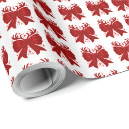 Papel De Regalo Navidades Bow Plaid Pattern Red Merry Christmas