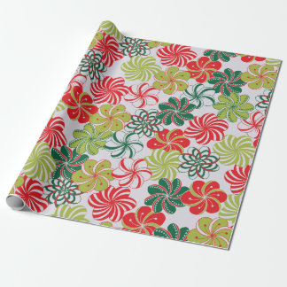 Papel De Regalo Navidades brillantes flores/dulce en platino