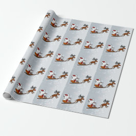 Papel De Regalo Navidades brillantes Holiday Sledge Bunny