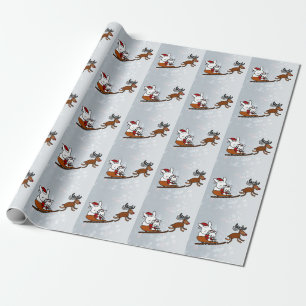 Papel De Regalo Navidades brillantes Holiday Sledge Bunny