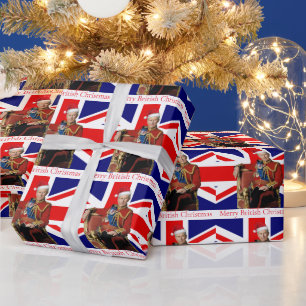 Papel De Regalo Navidades británicos de Feliz King Santa Hat