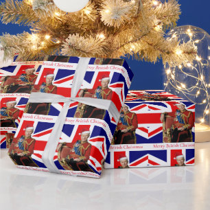 Papel De Regalo Navidades británicos Feliz Rey Carlos III