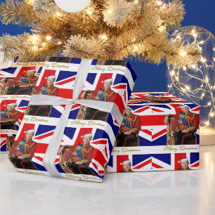 Papel De Regalo Navidades británicos Feliz Rey Carlos III