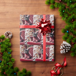Papel De Regalo Navidades Bulldog Francés Sobre El Presidente Rojo