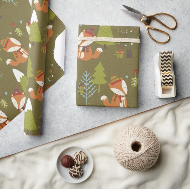 Papel De Regalo Navidades burdos con vacaciones verdes para niños (Artesanía)