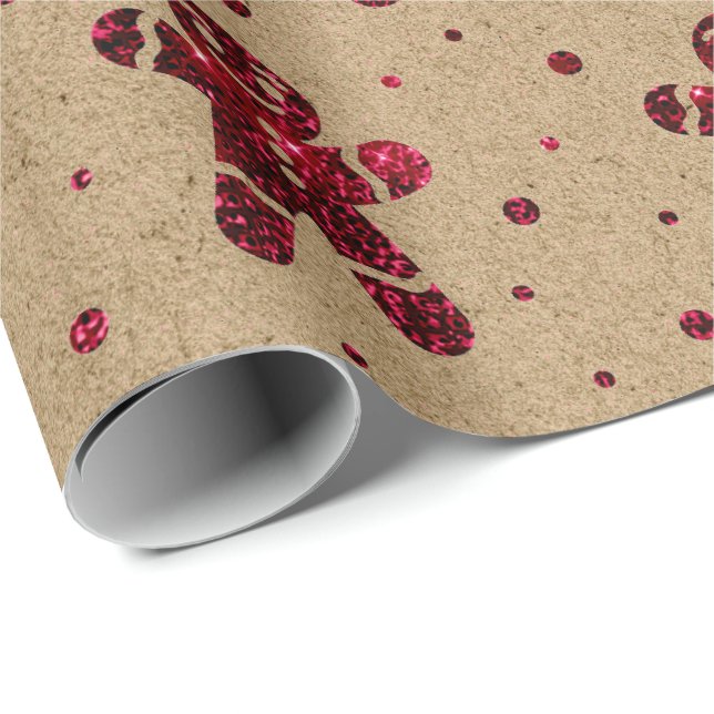 Papel De Regalo Navidades Burgundy Beetroots Gingerbread Man Kraft (Esquina del rollo)