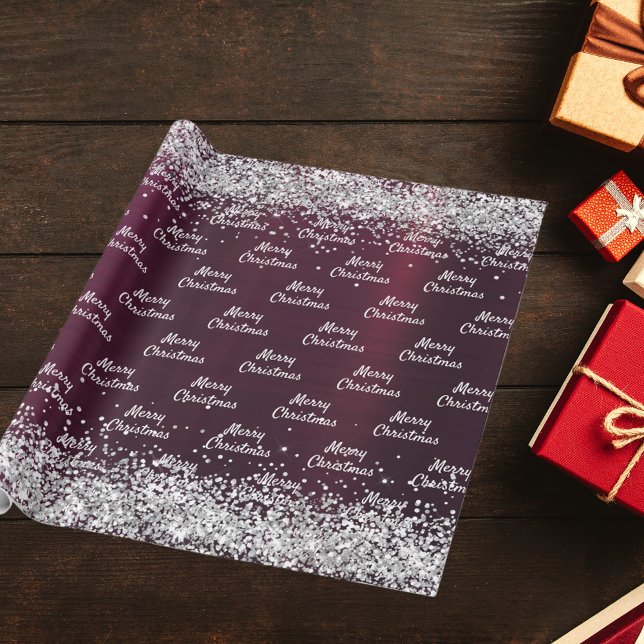 Papel De Regalo Navidades burgundy plata elegante (Subido por el creador)