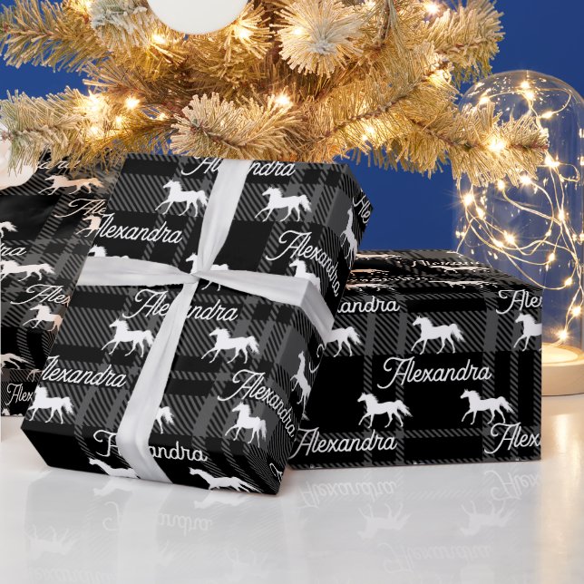 Papel De Regalo Navidades Caballo ecuestre gris personalizado (Vacaciones)