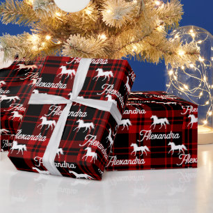 Papel De Regalo Navidades Caballo Ecuestre Rojo Personalizado