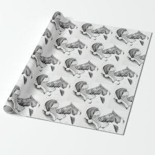 Papel De Regalo Navidades Caballo y Santa Claus