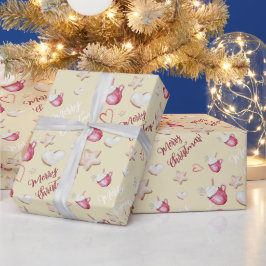 Papel De Regalo Navidades Cacao Caliente Y Acuarela De Cookies