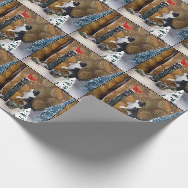 Papel De Regalo Navidades Cachorro y Cardenal - Envuelto de aldea (Esquina)