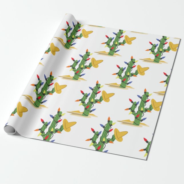 Papel De Regalo Navidades Cactus (Desenrollado)