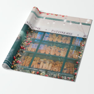 Papel De Regalo Navidades café panadería exterior con deco Navidad