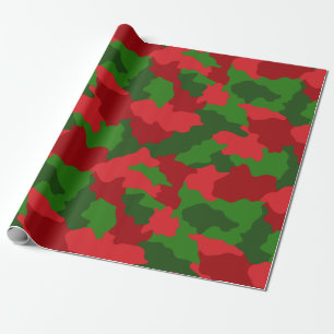 Papel De Regalo Navidades camuflan rojo y verde
