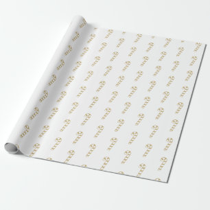 Papel De Regalo Navidades caña de caramelo blanco patrón oro diver