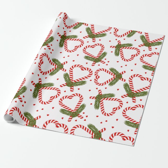 Papel De Regalo Navidades Candy Cane Hearts Holiday Kathrin Legg (Desenrollado)