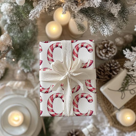 Papel De Regalo Navidades Candy Cane Letter C