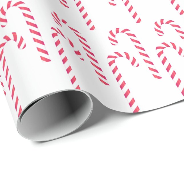 Papel De Regalo Navidades Candy Cane Peppermint festejan blanco ro (Esquina del rollo)