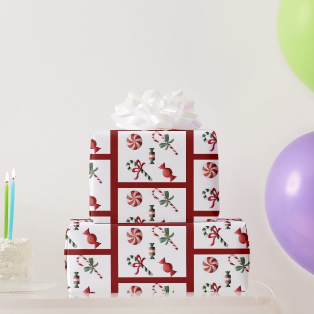 Papel De Regalo Navidades Candy Cane rojo blanco tradicional (Regalos de fiesta)