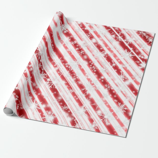 Papel De Regalo Navidades Candy Cane Snowflakes esparcen (Desenrollado)