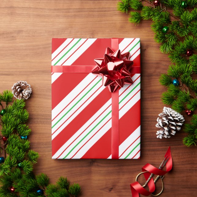 Papel De Regalo Navidades Candy Cane Stripes ID259 (Regalo de vacaciones)