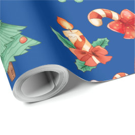 Papel De Regalo Navidades Candy Canes, Velas y Árboles