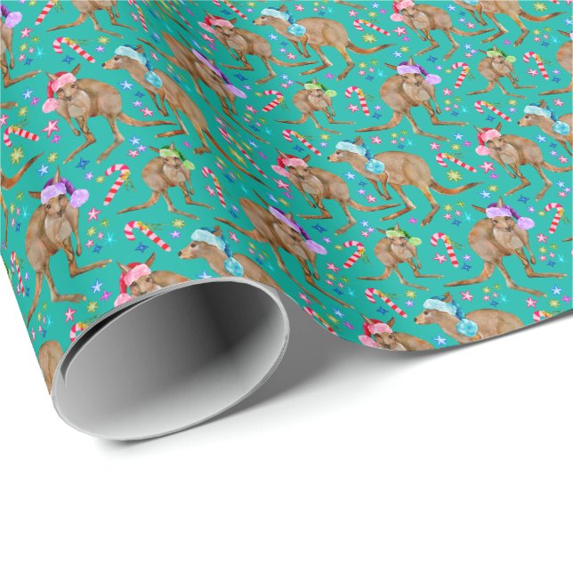 Papel De Regalo Navidades canguros de Australia (Esquina del rollo)