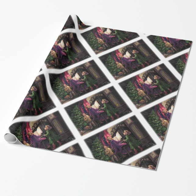 Papel De Regalo Navidades cantando a lo largo (Desenrollado)